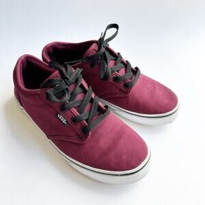 Vans Youth Size 6 Burgundy Canvas Skate Shoes – Lace-Up Sneakers